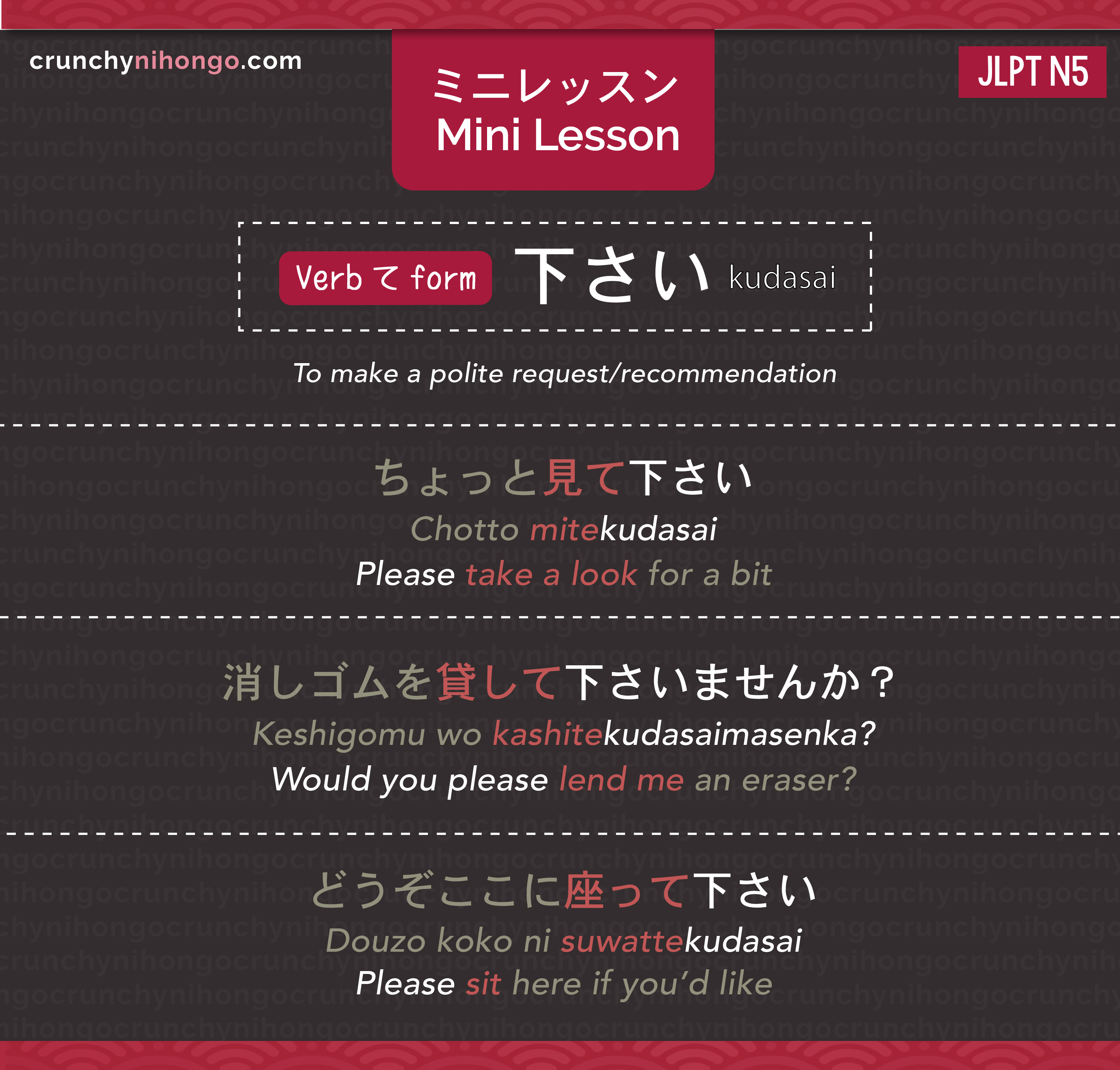 jlpt-n5-grammar-te-kudasai-please